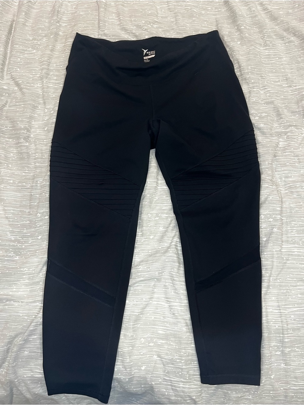 Black Active Leggings with Textured Panels